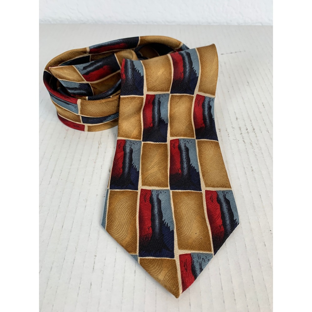 J. Garcia Necktie Mens OS Gold Abstract Geometric Silk Grateful Dead Art Tie